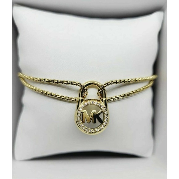 Michael Kors MK Padlock Slider Bracelet Crystals Gold MKJX7380710 Nib $85.00 - Picture 1 of 6